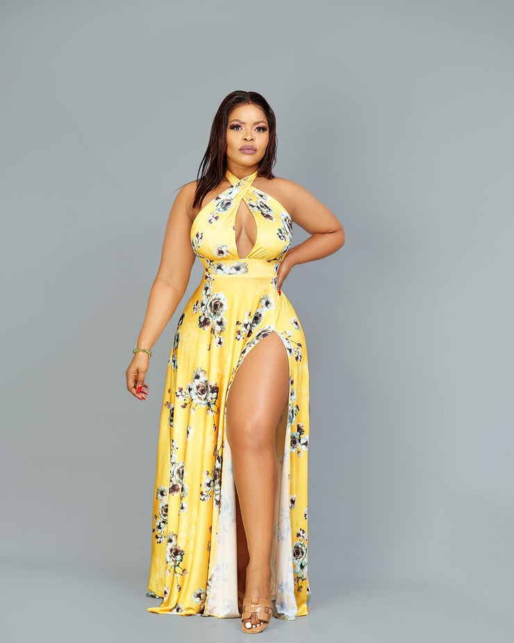 Yellow Flower Maxi Dress